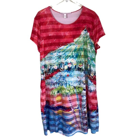 Leoma Lovegrove XL Christmas Themed Holiday Dress Wearable Art Colorful Tropical - Picture 3 of 7